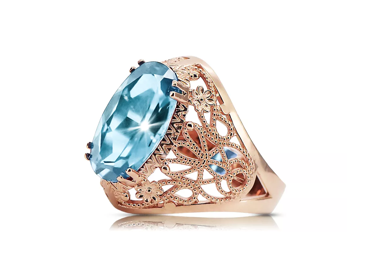 Original Vintage 14K Rose Gold Aquamarine Ring Vintage style vrc074r Original Vintage 14K Rose Gold Aquamarine Ring Vintage style vrc074r